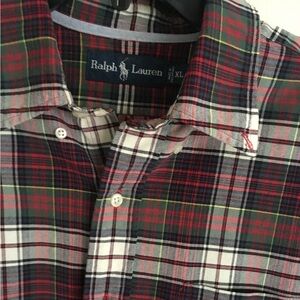 Ralph Lauren Red and White Casual Button Down Shirt